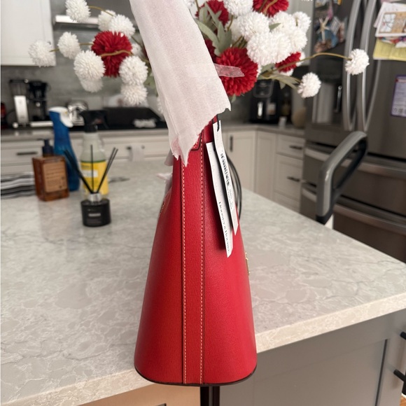 Dooney & Bourke Saffiano Hobo Shoulder Bag in red with matching wallet - Picture 4 of 11